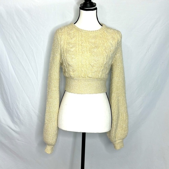 Majorelle Vivian Tie Crop Sweater Top in Champagne - Picture 2 of 6